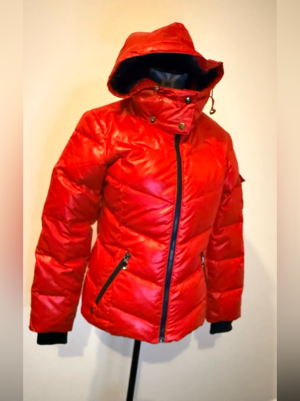 Gerry women Red Hooded Insulated Puffer Jacket Full Zip Short Coat XS